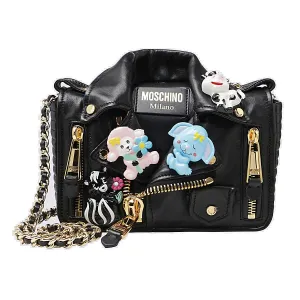Moschino Logo Patch Chained Shoulder Bag