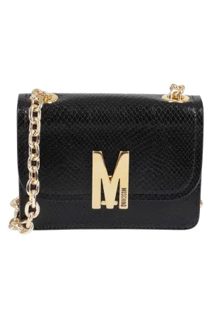 Moschino Logo Plaque Strapped Shoulder Bag