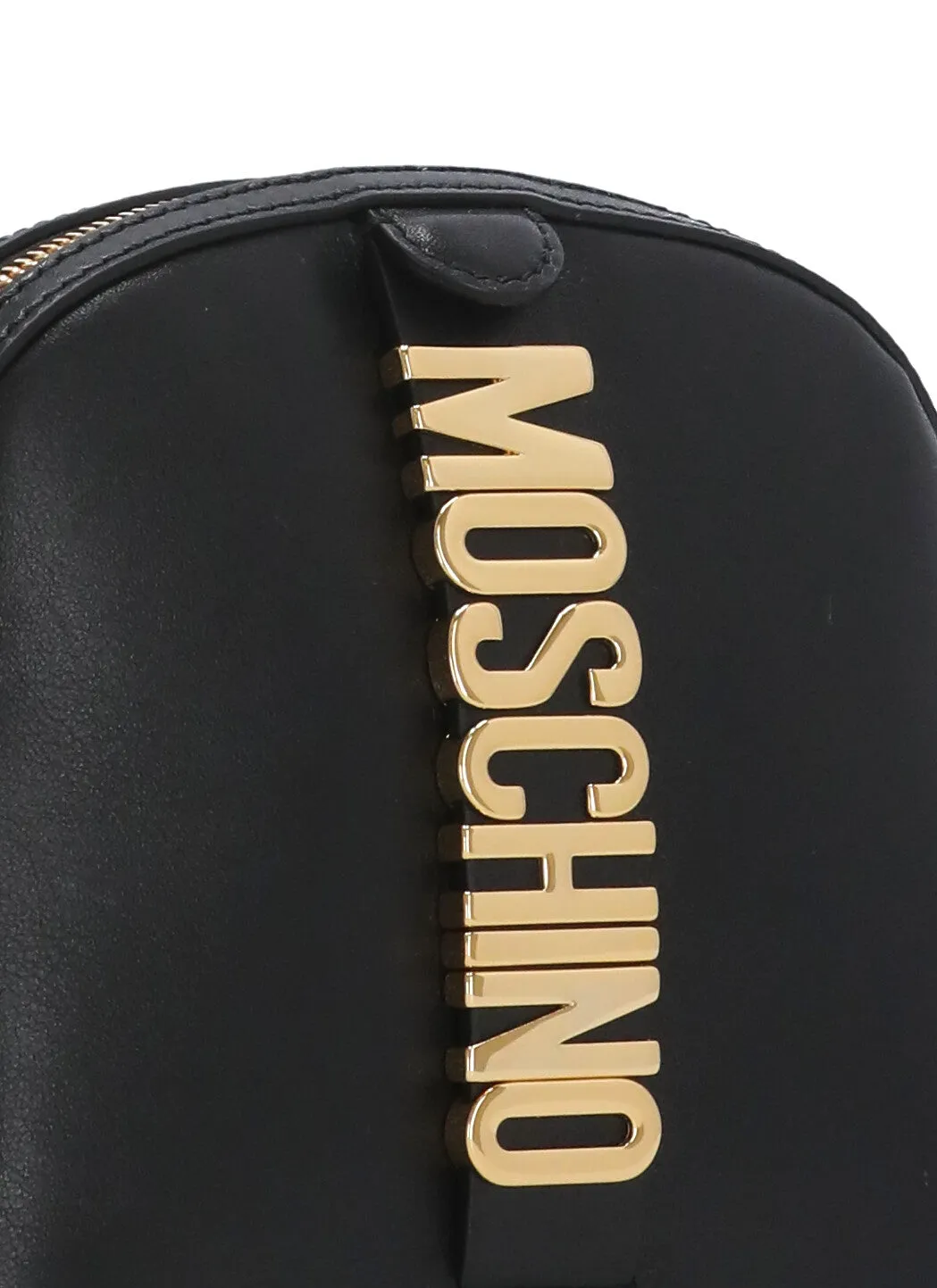 Moschino Logo Plaque Zip-Up Crossbody Bag