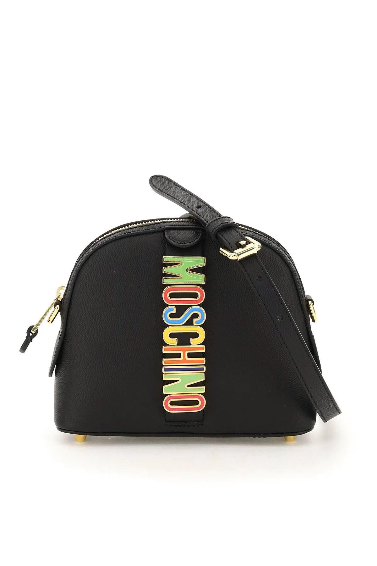 Moschino Logo Plaque Zip-Up Crossbody Bag