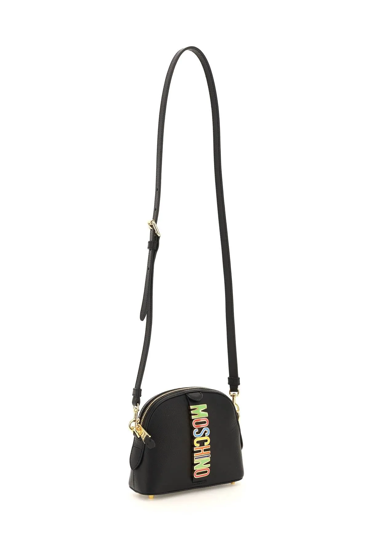 Moschino Logo Plaque Zip-Up Crossbody Bag