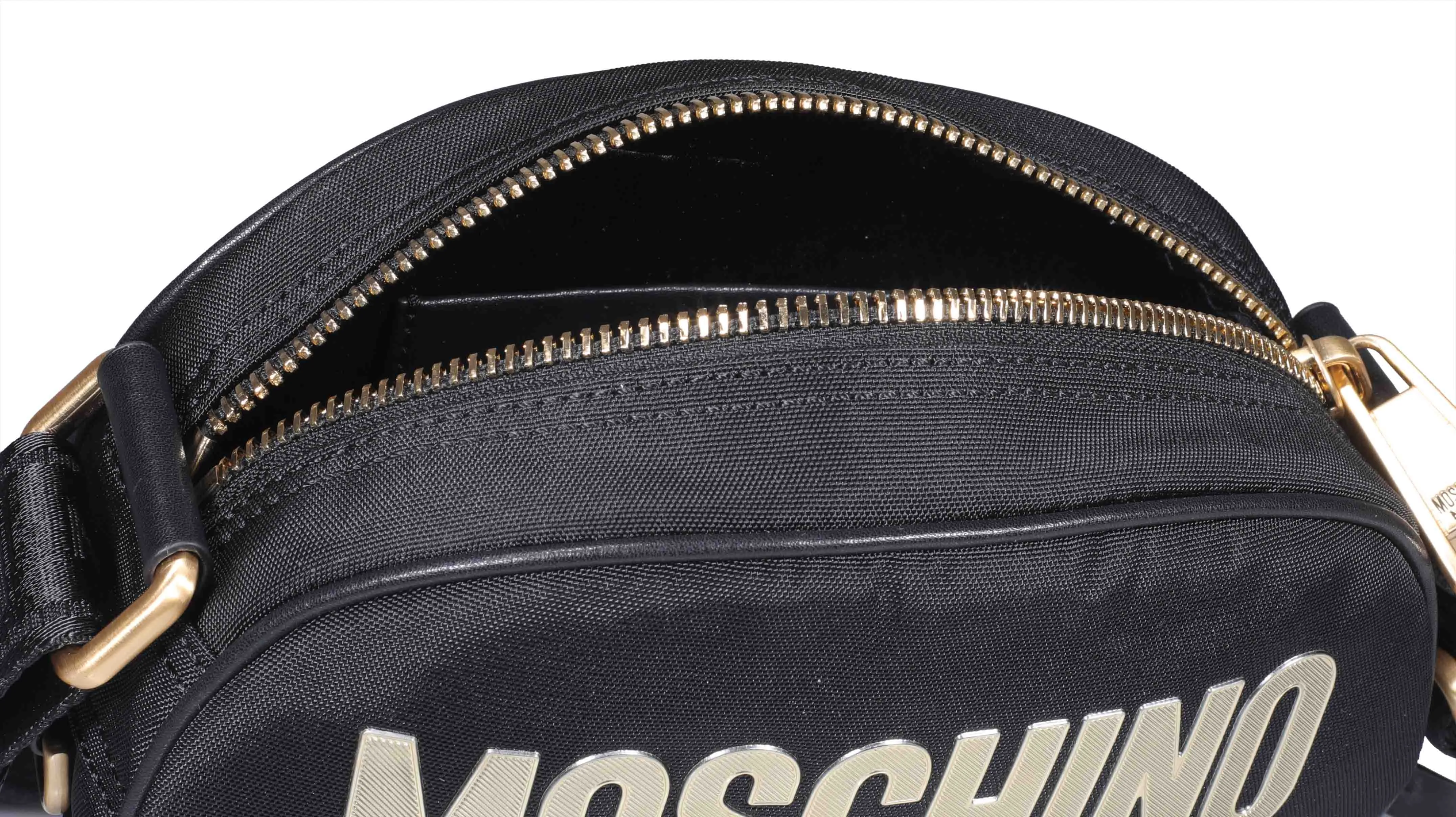 Moschino Logo Plaque Zipped Crossbody Bag