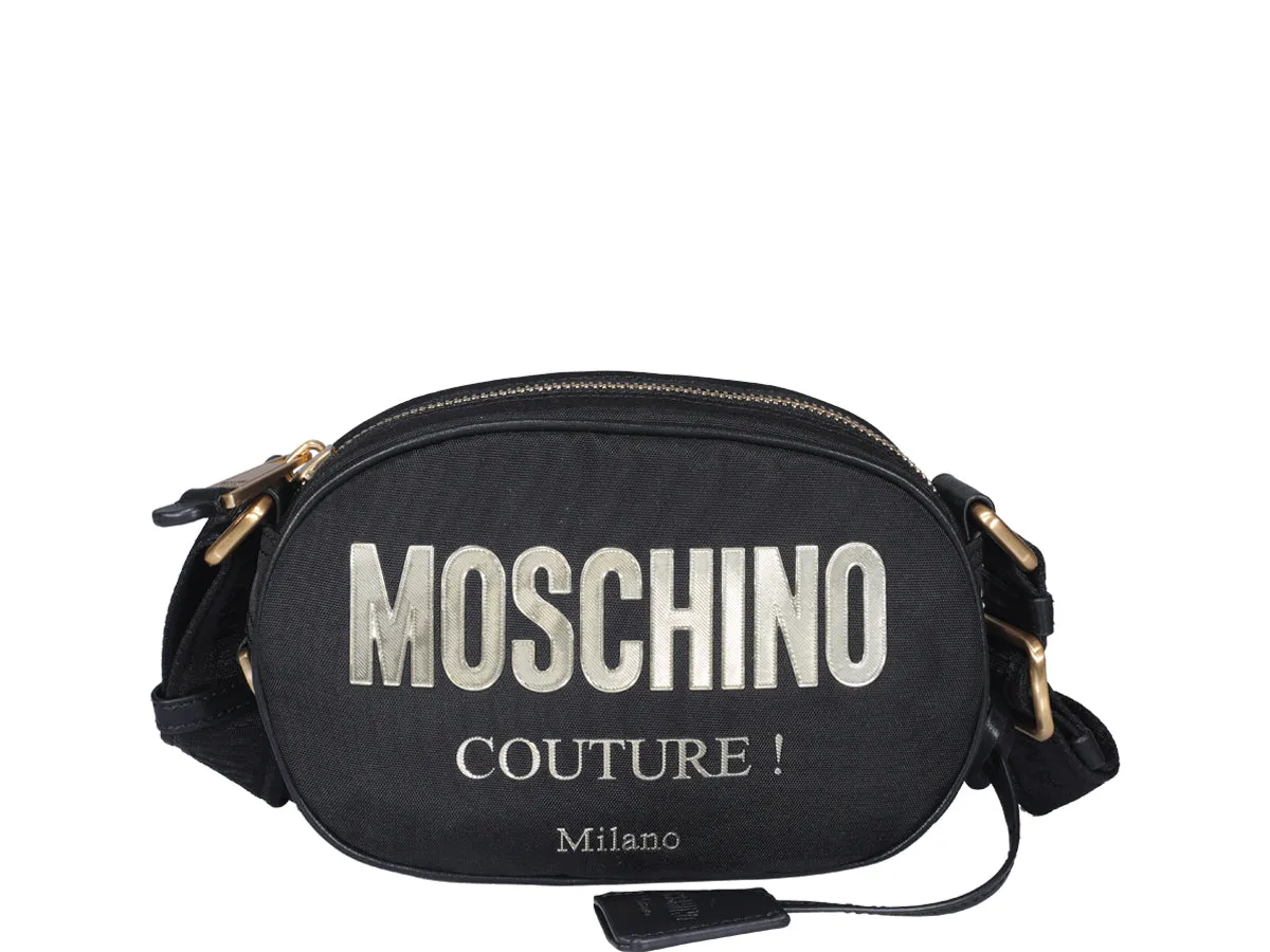 Moschino Logo Plaque Zipped Crossbody Bag