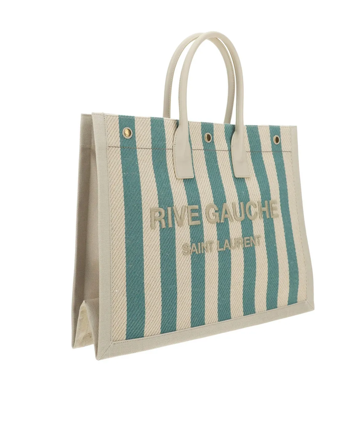Saint Laurent Rive Gauche Logo Embroidered Tote Bag