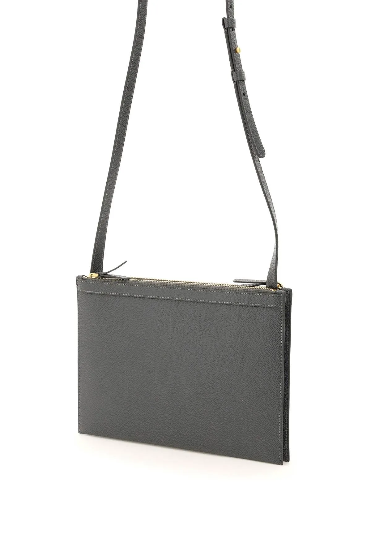 Thom Browne Logo Print Pebbled Crossbody Bag