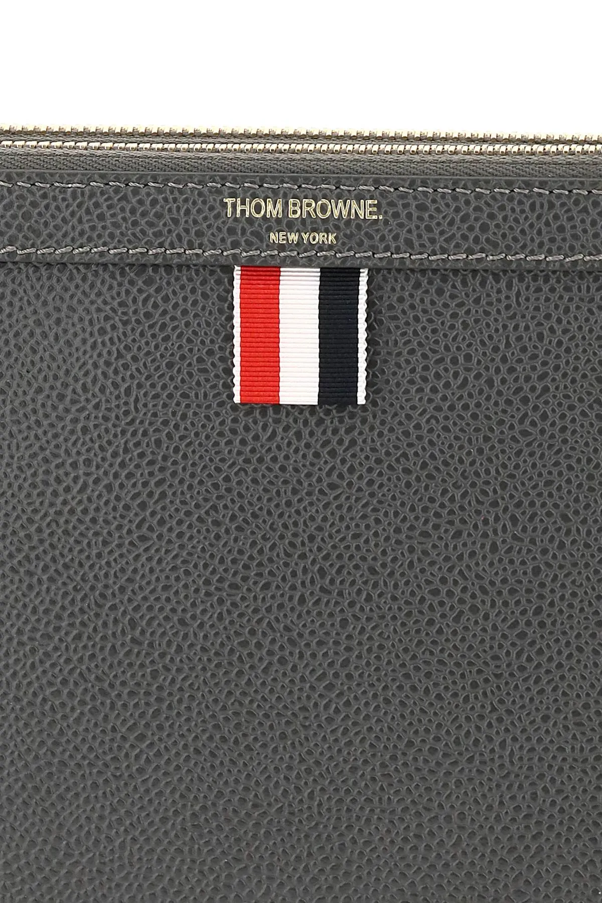Thom Browne Logo Print Pebbled Crossbody Bag