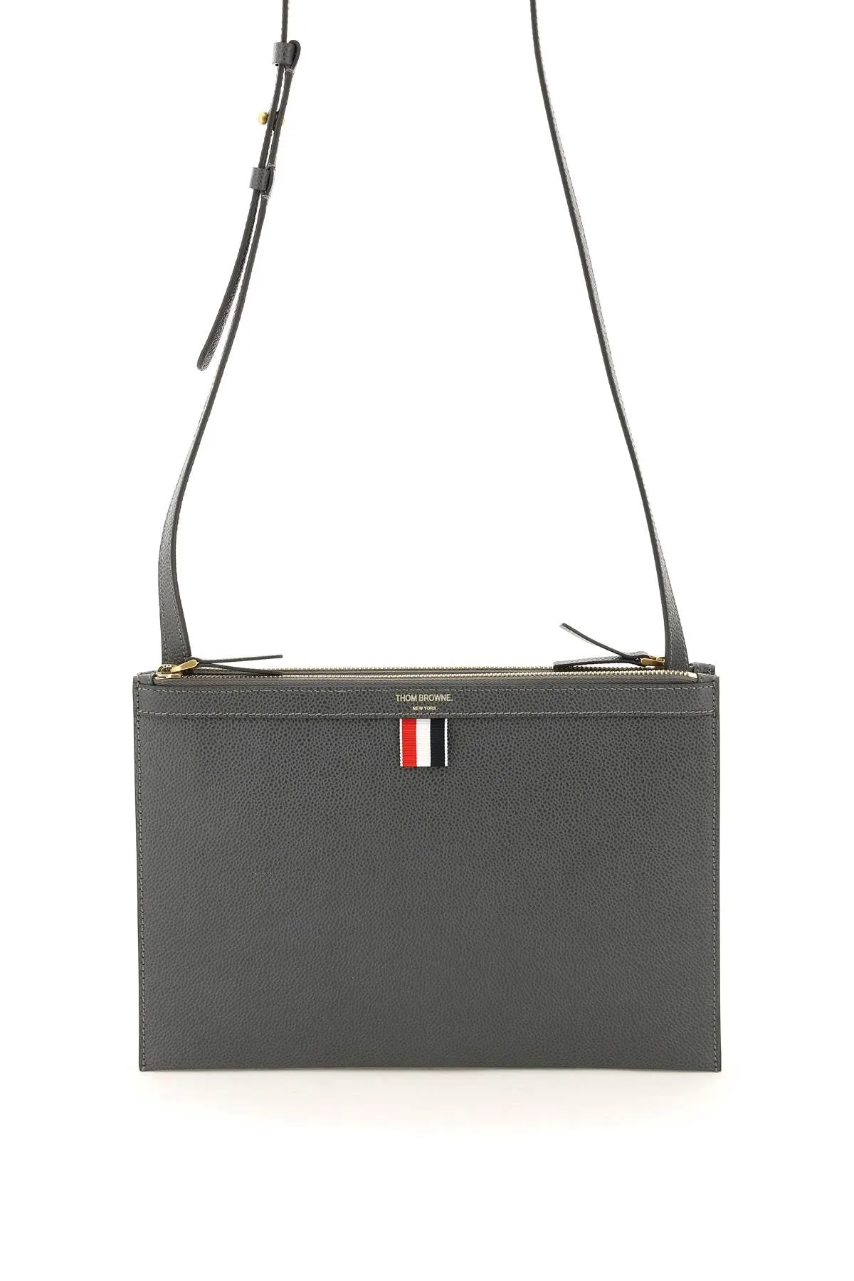 Thom Browne Logo Print Pebbled Crossbody Bag