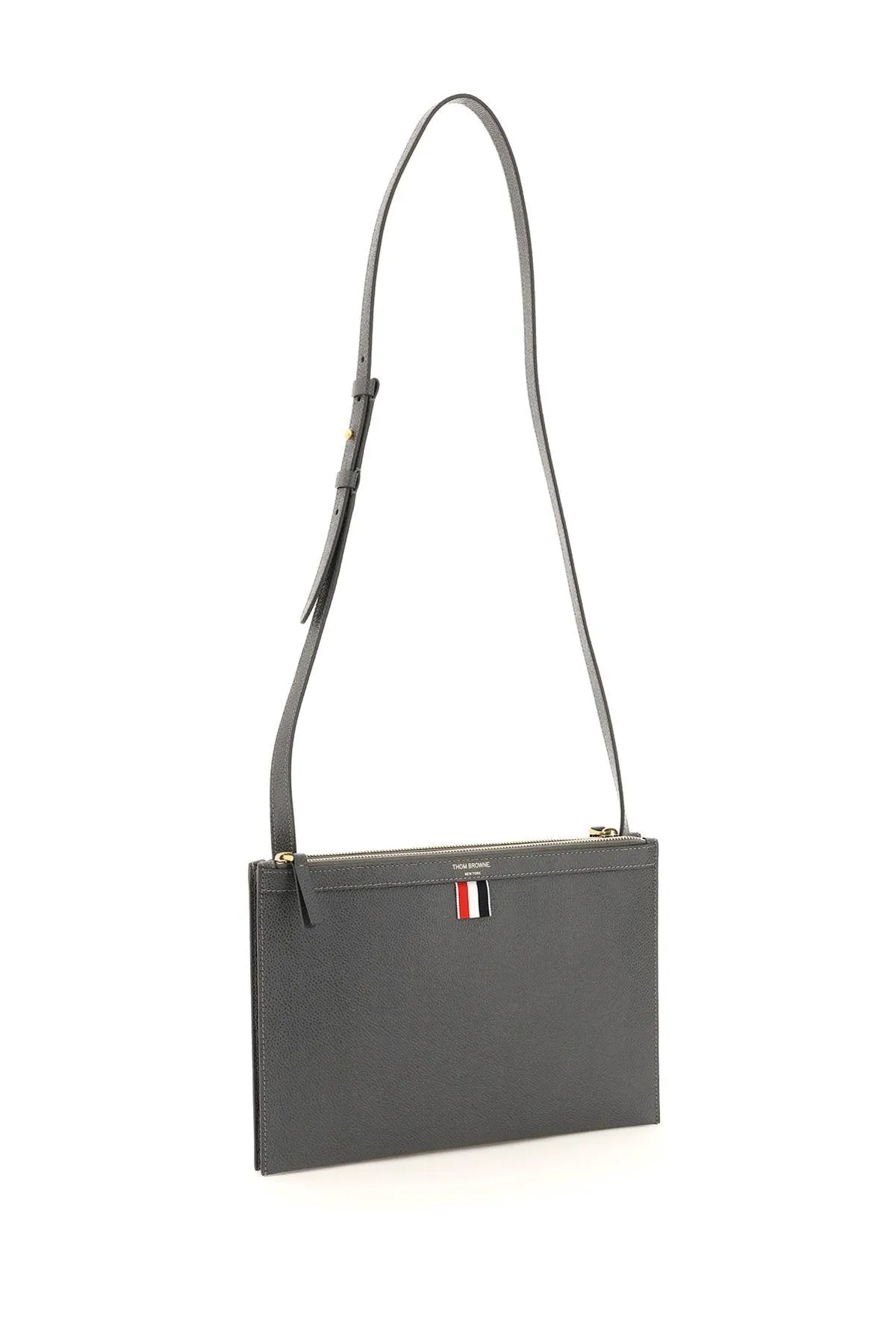 Thom Browne Logo Print Pebbled Crossbody Bag