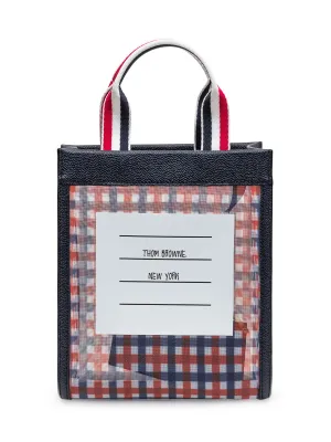 Thom Browne RWB-Handles Checked Tote Bag