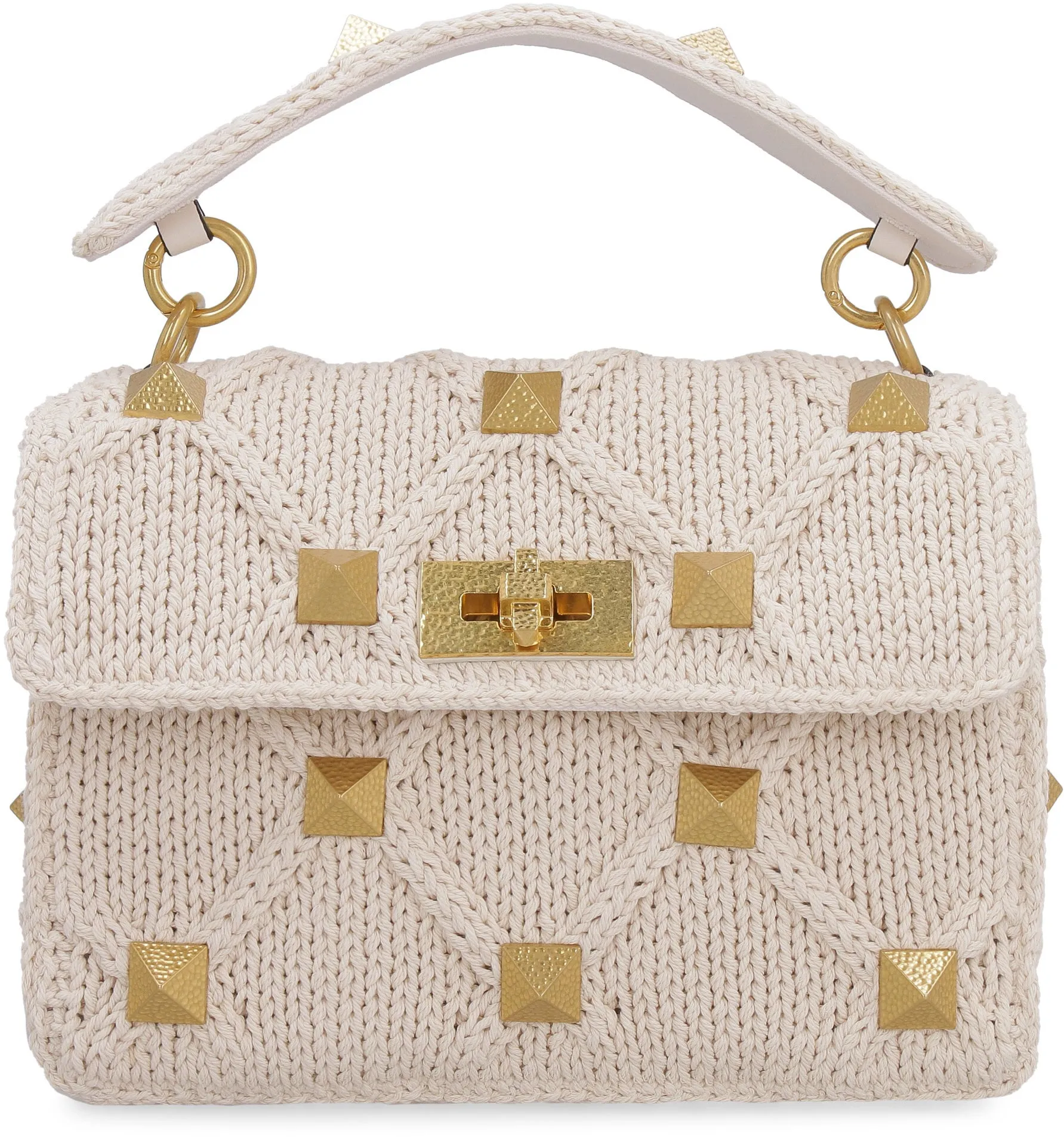 Valentino Garavani Roman Stud Chain Linked Knit Tote Bag