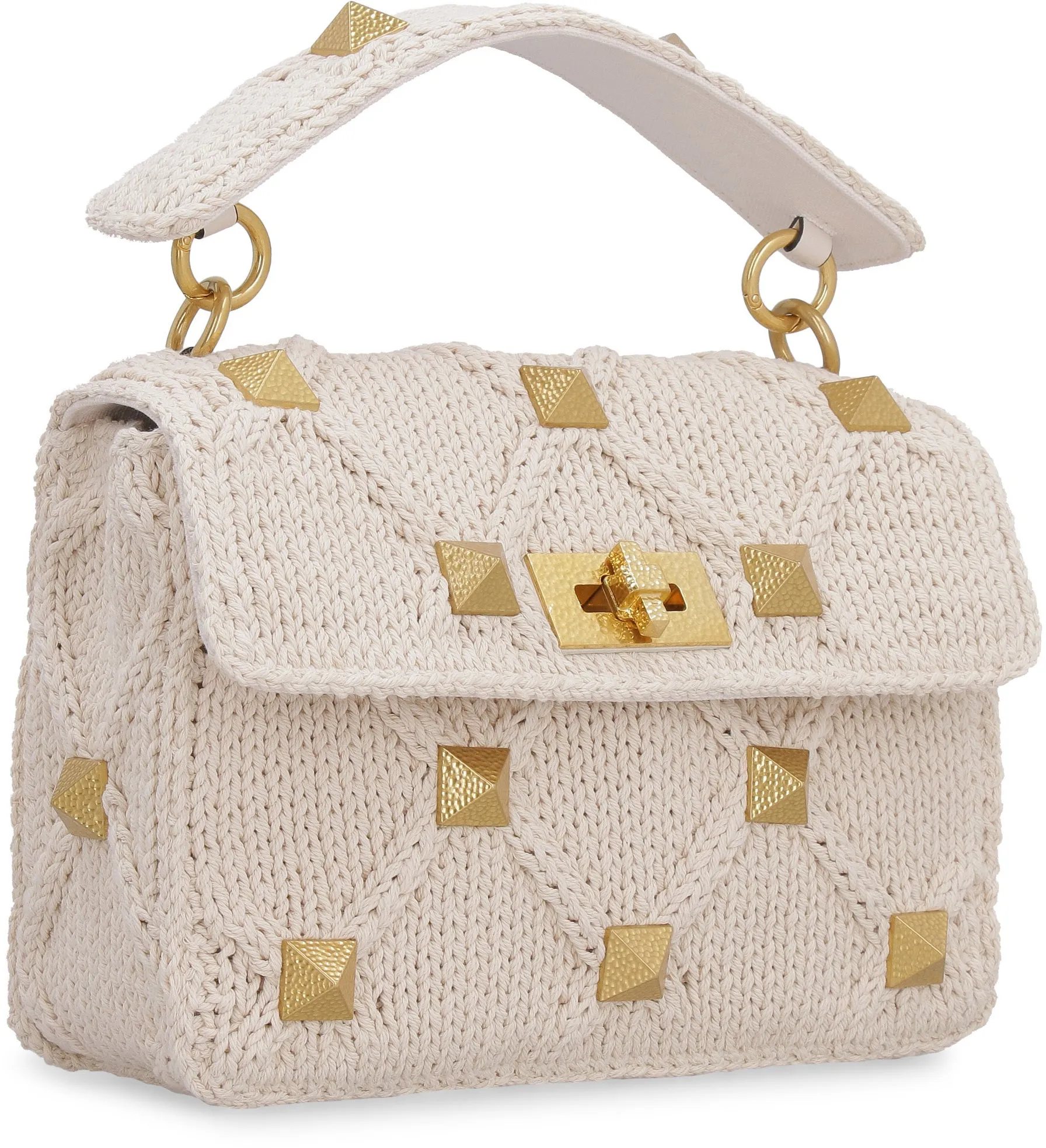 Valentino Garavani Roman Stud Chain Linked Knit Tote Bag