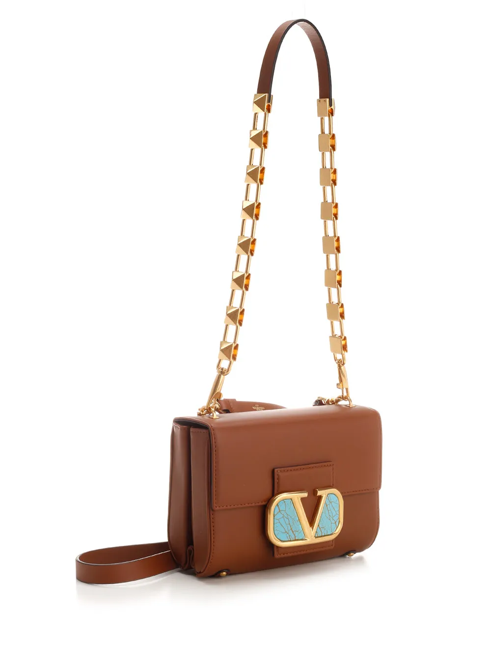 ValentinoGaravani Rockstud VLogo Plaque Shoulder Bag
