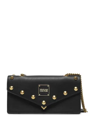 Versace Jeans Couture Logo Plaque Studded Shoulder Bag